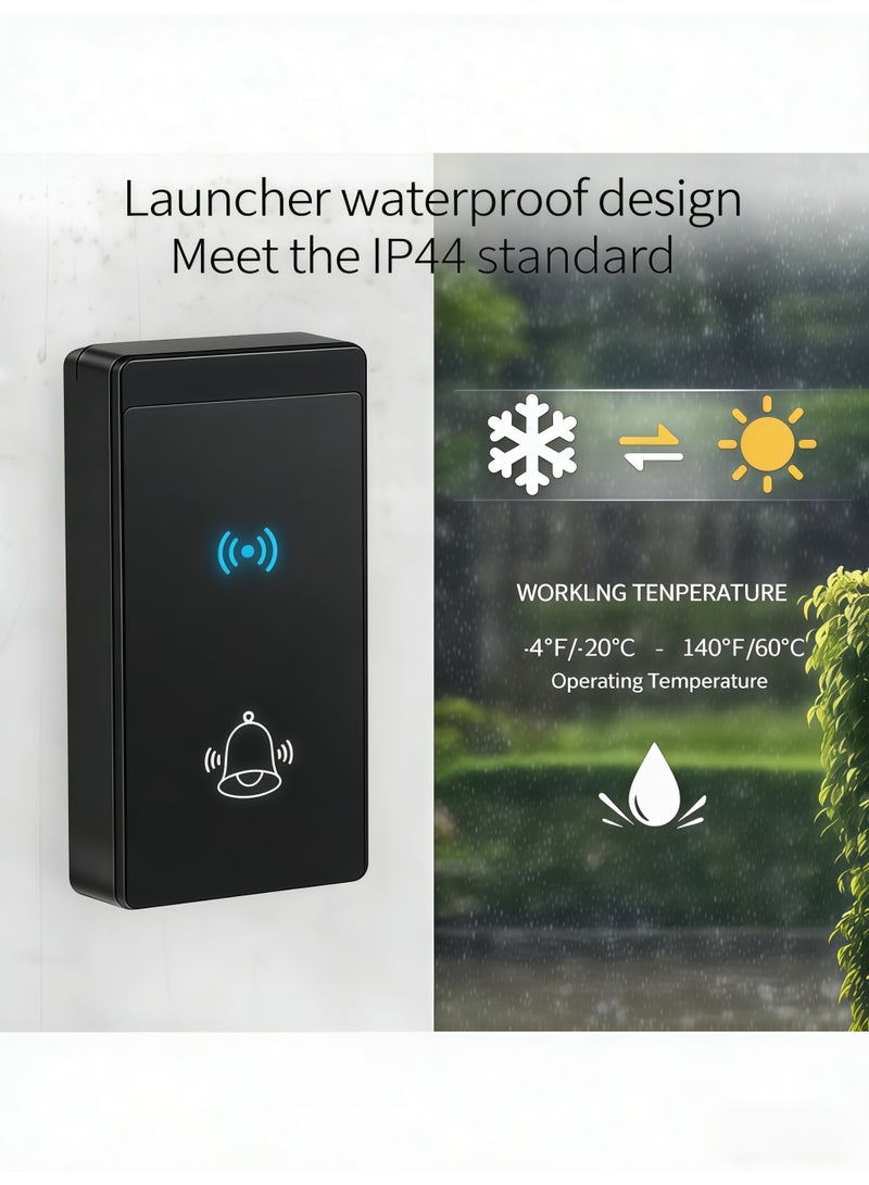 XiuWoo Wireless Doorbell,IP44 Waterproof Wireless Doorbell,with LED Weather Display, Adjustable Volume Wireless Chime, Long Range Strong Wall Penetration, Easy Pairing Wireless Door Chime Kit,56 Sounds and 5 Levels of Volume,for Home, Apartment, Office, Warehouse,Hotel,Dormitory,Elderly, Hearing Impaired(1 Transmitter+1 Receivers) - Image 5